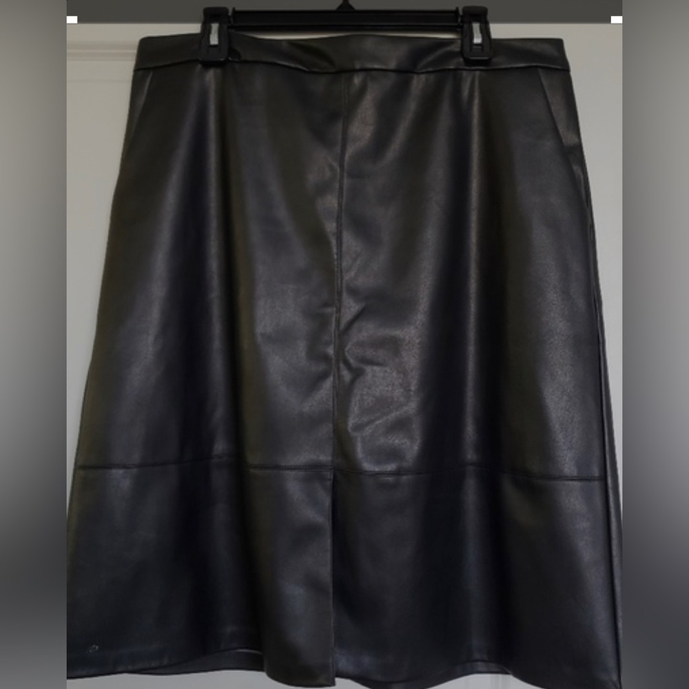 Target "a new day" faux leather midi skirt with pockets.